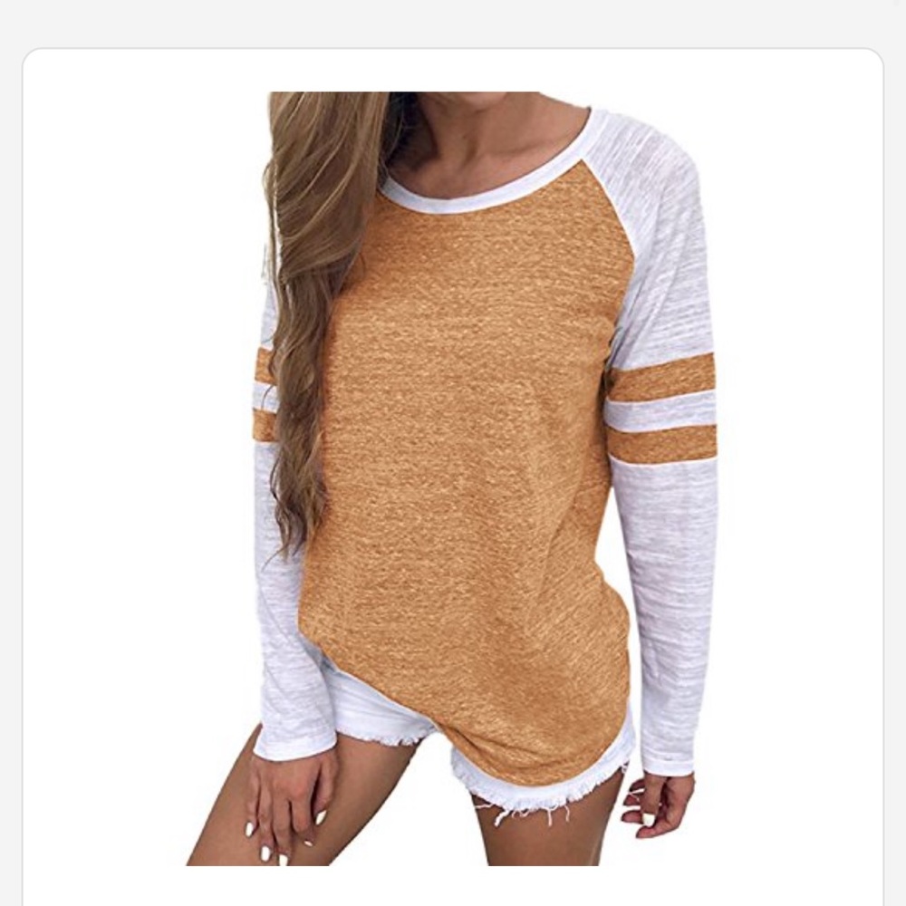 SUNNYEME Baseball Tee Long Sleeve Raglan Shirt Crew Neck Striped Tunics